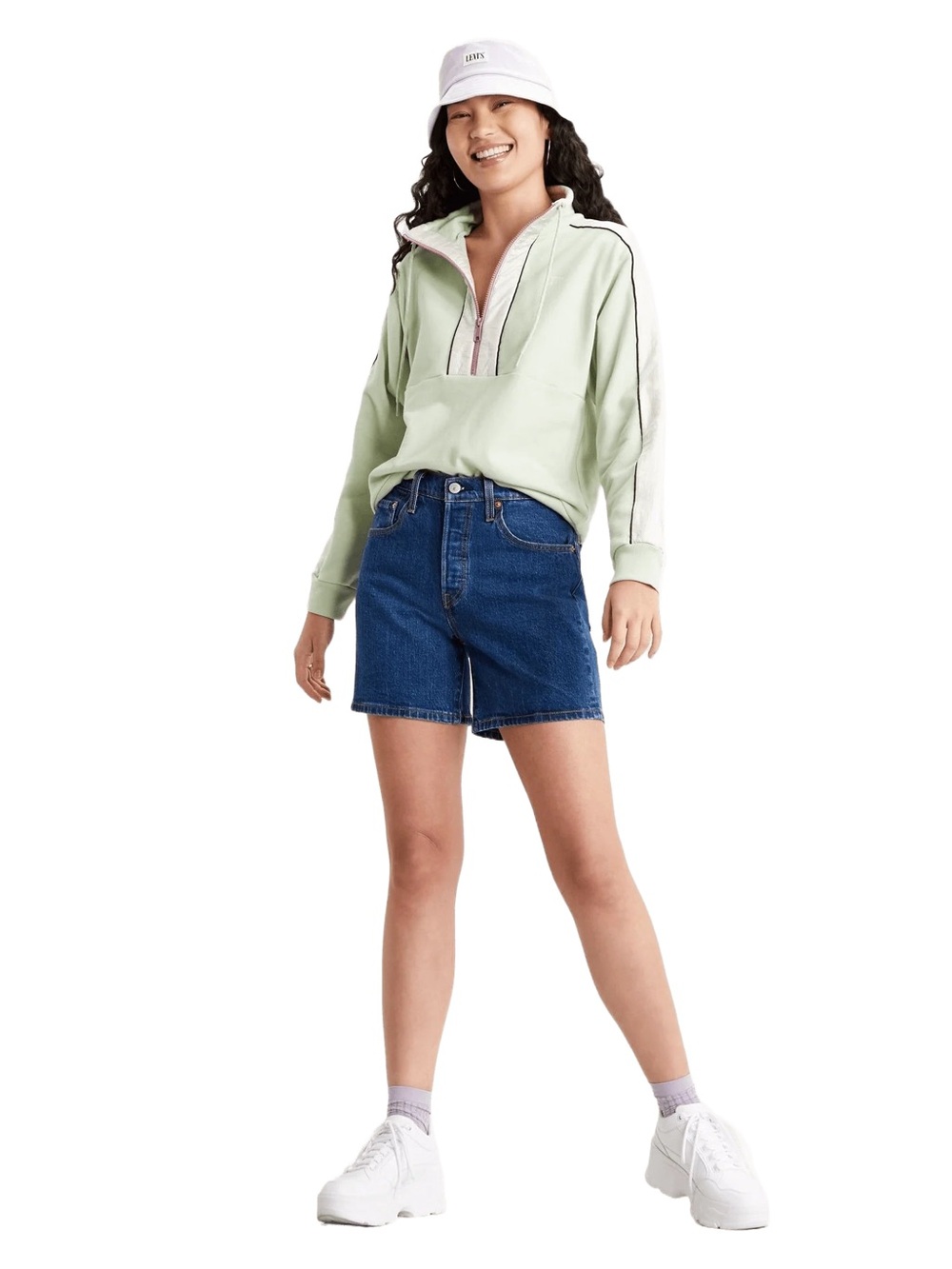 Levi's High-Rise Indigo Jean Shorts - Dark Blue